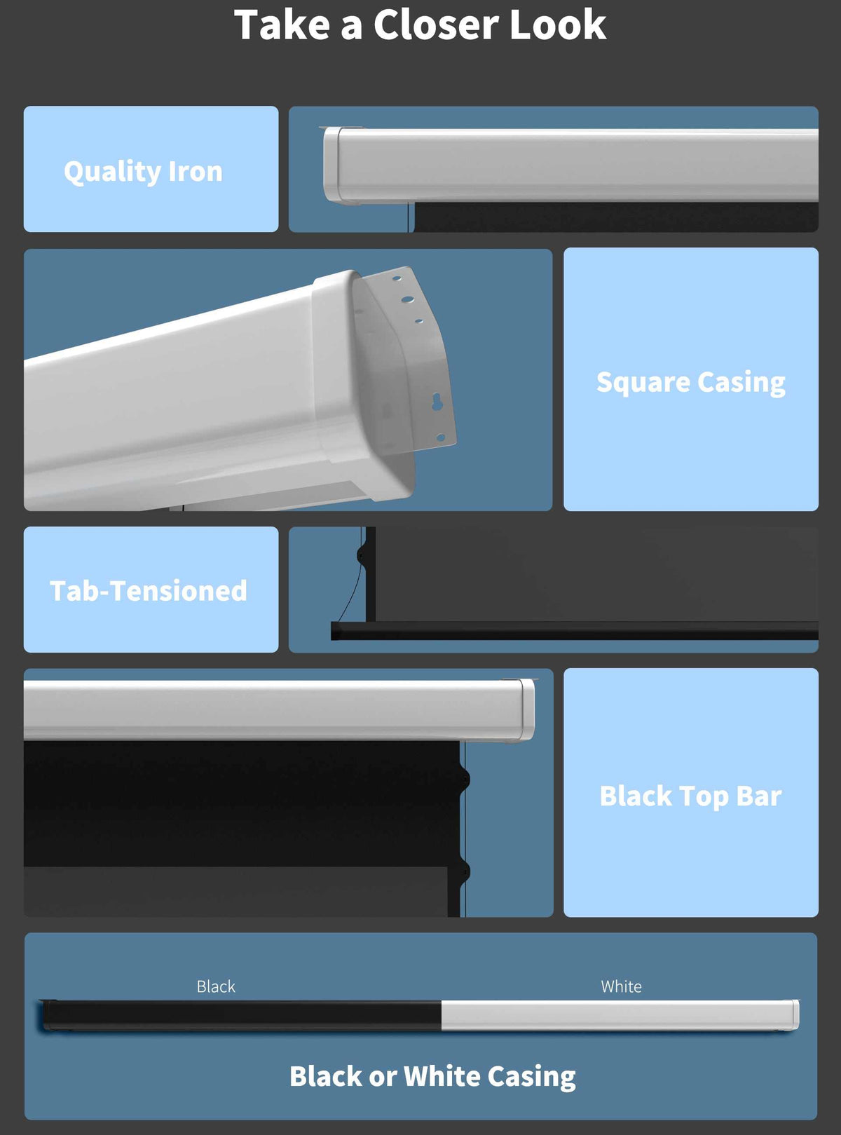 ALR Electric Projector Screen for Long Throw Projector 120Inch Home Theater Motorized Projection Screen 16:9