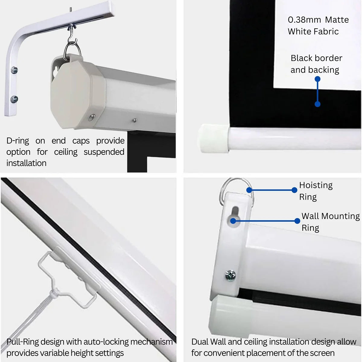 84 Inch 4:3 Pull Down Autolock/Instalock Projector Screen