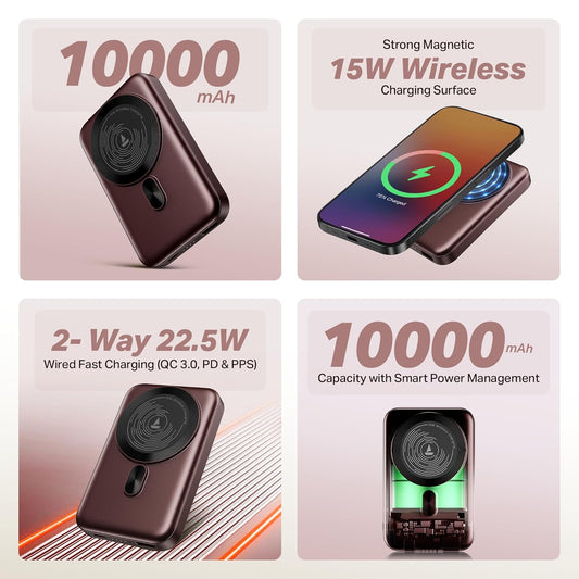 boat 10000 mAh Energyshroom PB331 Mag Safe Wireless Power Bank