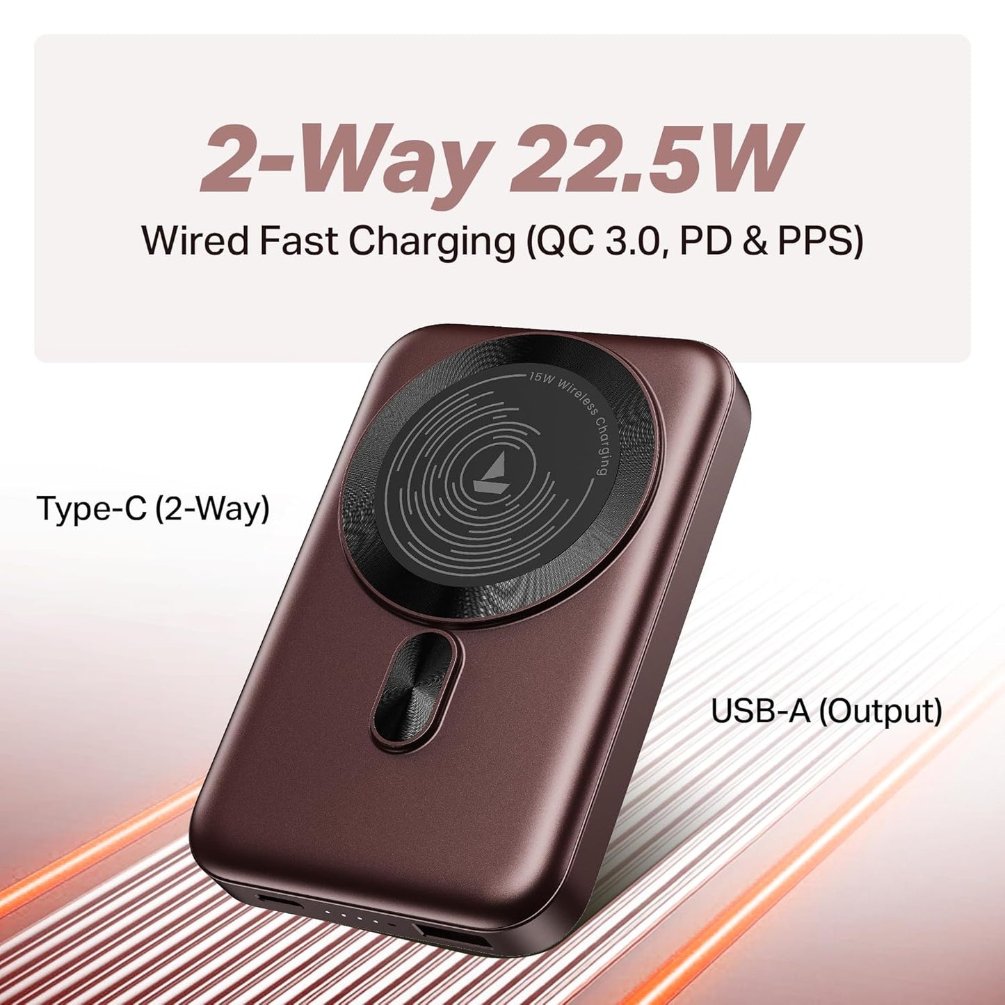 boat 10000 mAh Energyshroom PB331 Mag Safe Wireless Power Bank