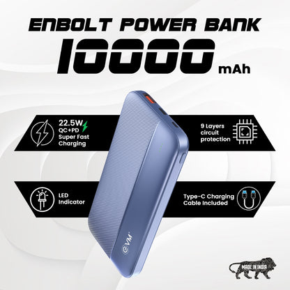 Evm Enbolt 22.5W Fast Charging 10000 mAh Power Bank