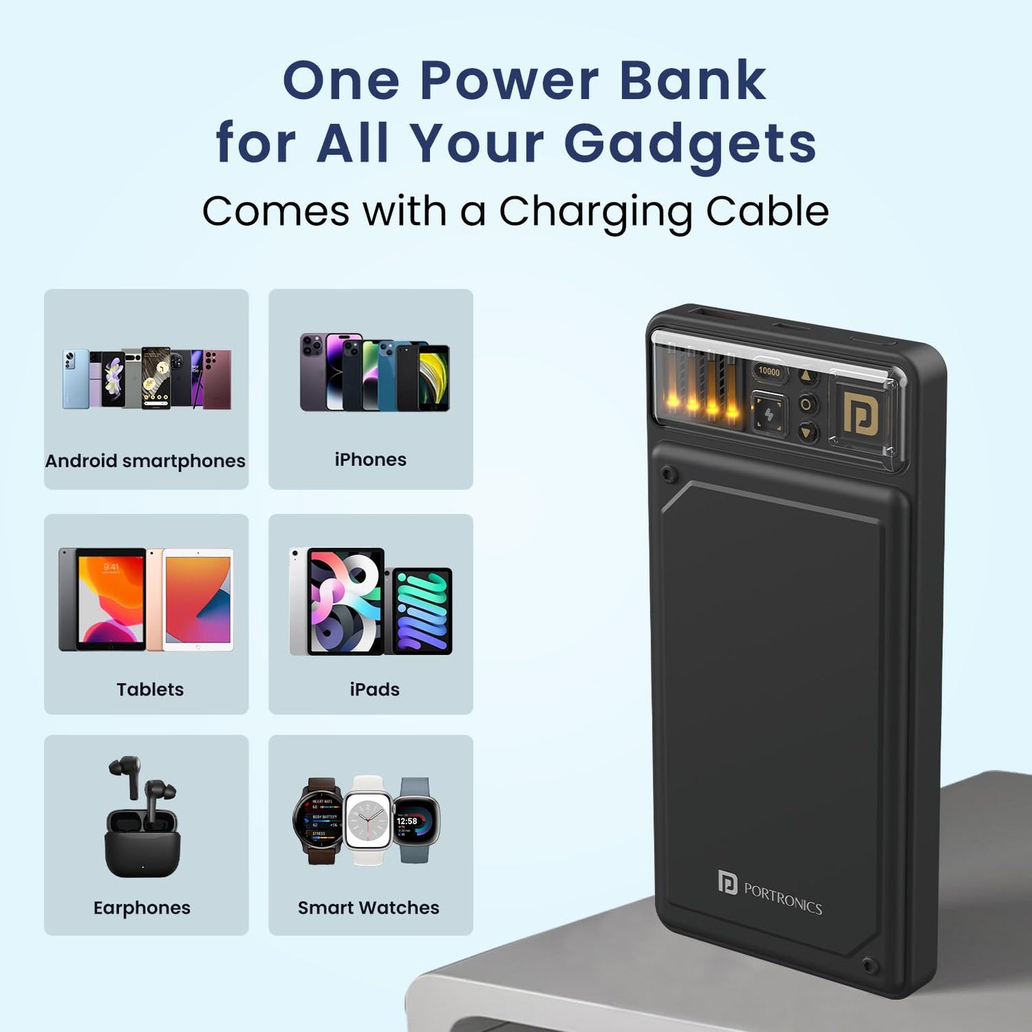 Portronics Luxcell C 10K 10000 mAh 22.5W Fast Charging Power Bank