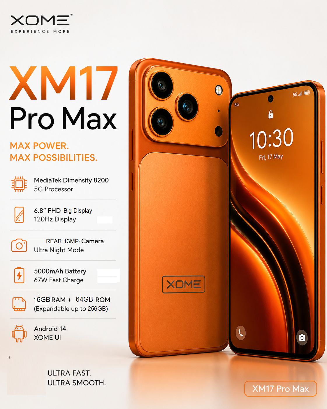 Xome XM17 Pro Max Smartphones
