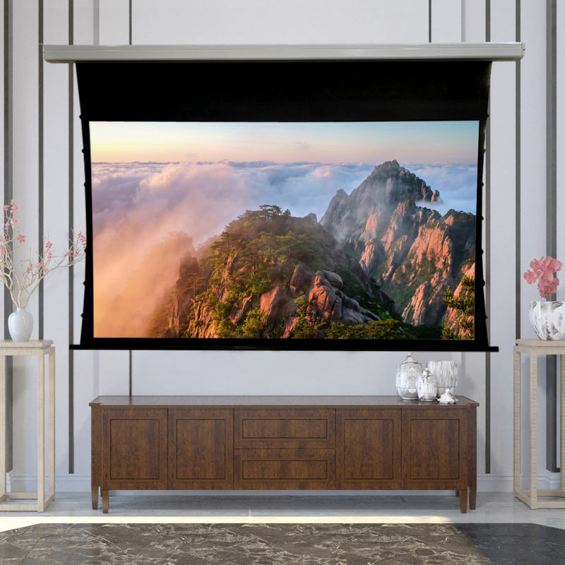 133 INCH Motorized Tab Tension ALR Projection Screen for 16:9 Long Throw Projectors Auto Control Electric Projector Screen
