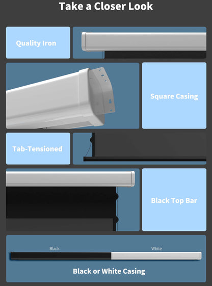 ALR Electric Projector Screen for Long Throw Projector 120Inch Home Theater Motorized Projection Screen 16:9
