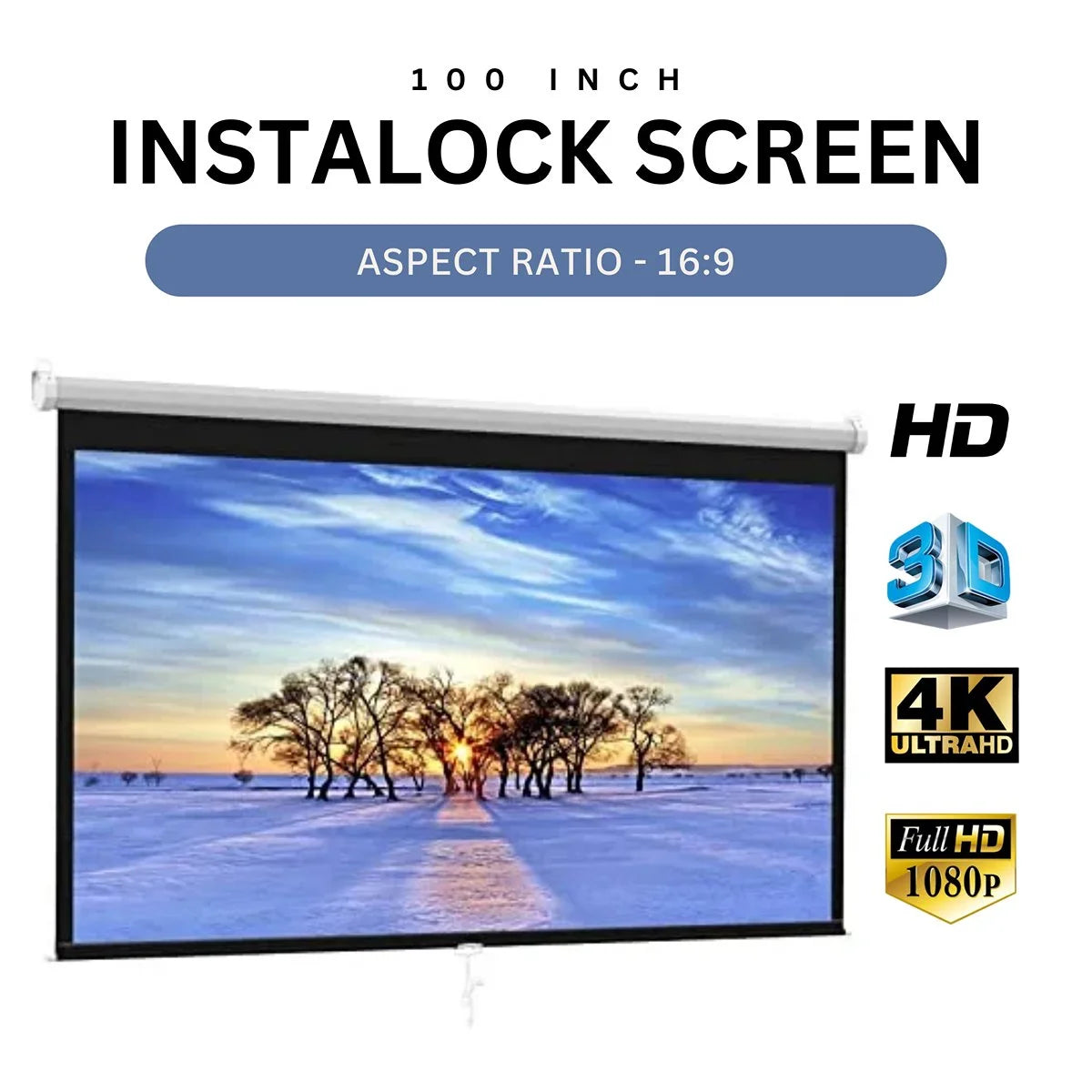 100 Inch 16:9 Pull Down Autolock/Instalock Projector Screen