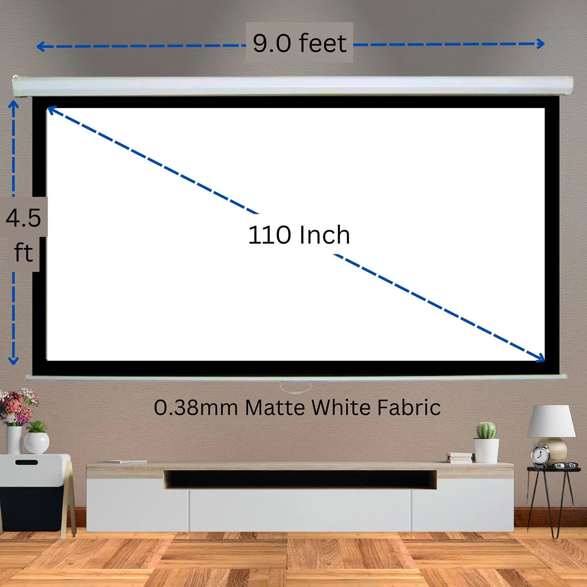 110 Inch 16:9 Pull Down Autolock/Instalock Projector Screen