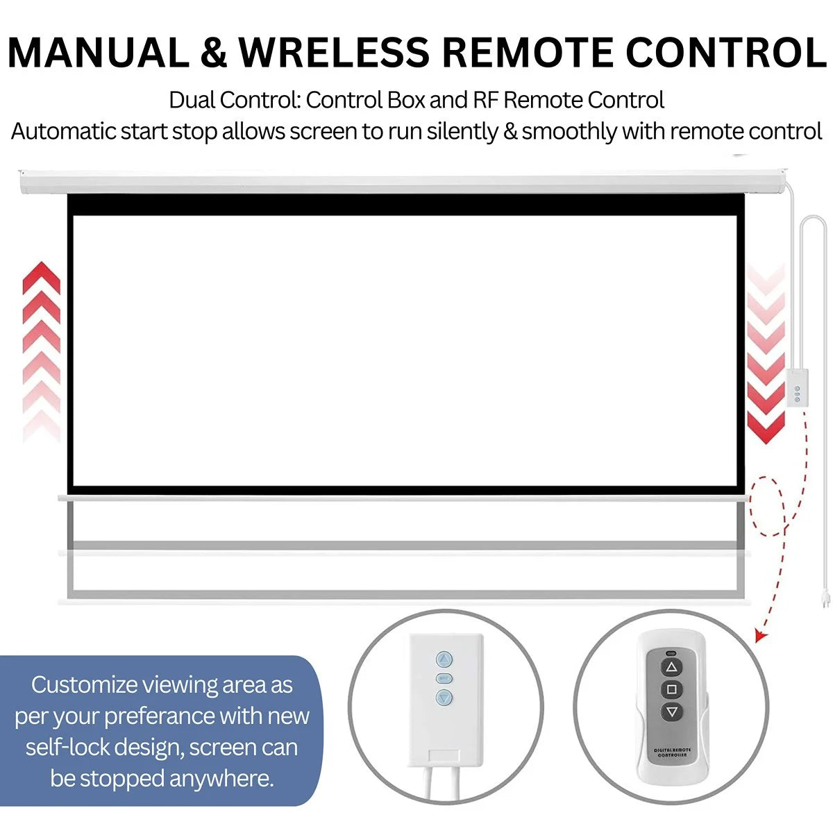 110 Inch 16:9 Electric + Remote Motorized Projector Screen