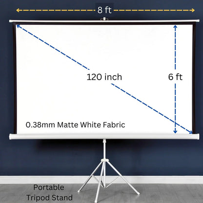 120 Inch 4:3 Portable Tripod Stand Projector Screen