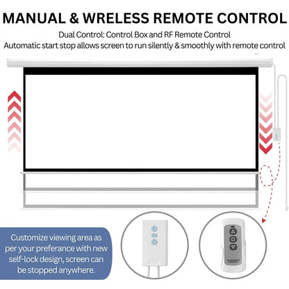 133 Inch 16:9 Electric + Remote Motorized Projector Screen