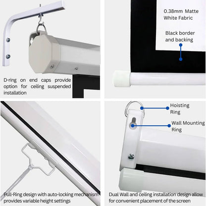 150 Inch 4:3 Pull Down Autolock/Instalock Projector Screen
