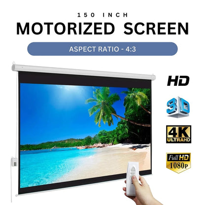 150 Inch 4:3 Electric + Remote Motorized Projector Screen
