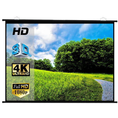 120 Inch (8ft x 6ft) Map Type manual Projector Screen 4:3 Aspect Ratio Imported high quality A++ Grade White Fabric UHD-3D-4K Ready Technology