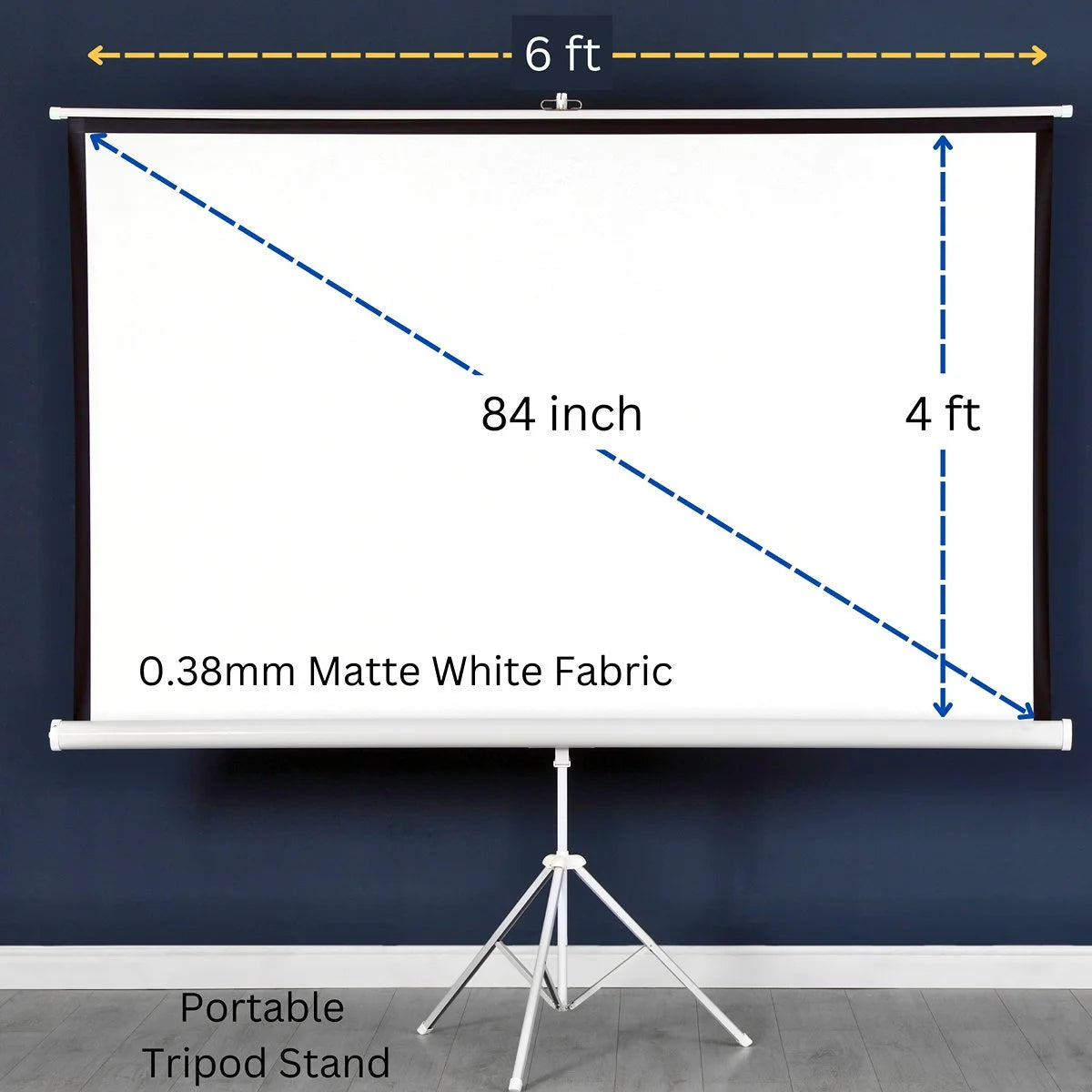 84 Inch 4:3 Portable Tripod Stand Projector Screen