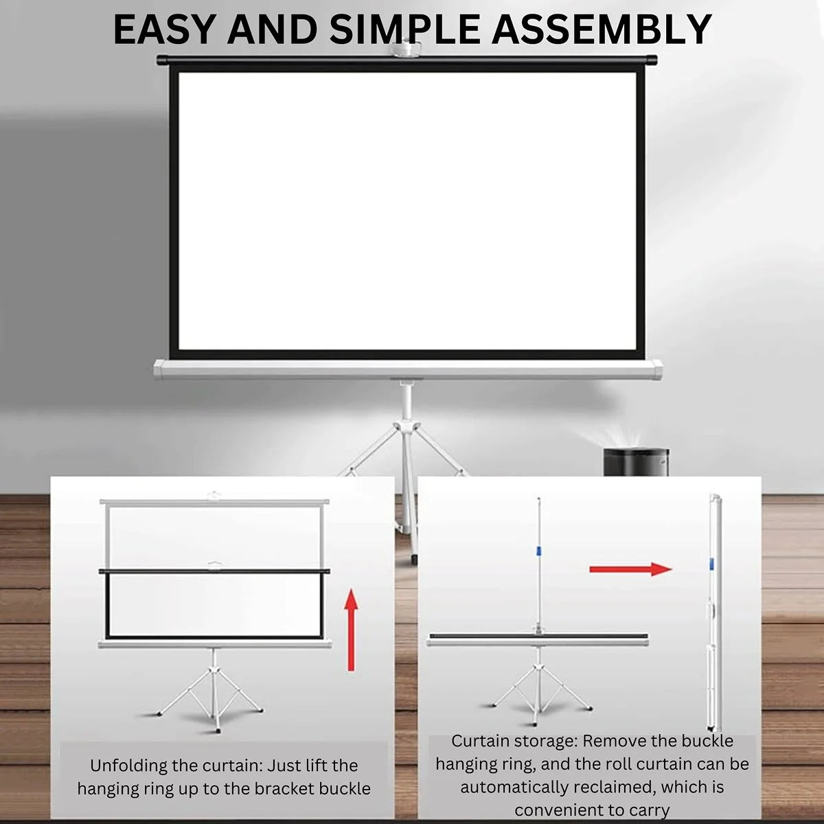 84 Inch 4:3 Portable Tripod Stand Projector Screen