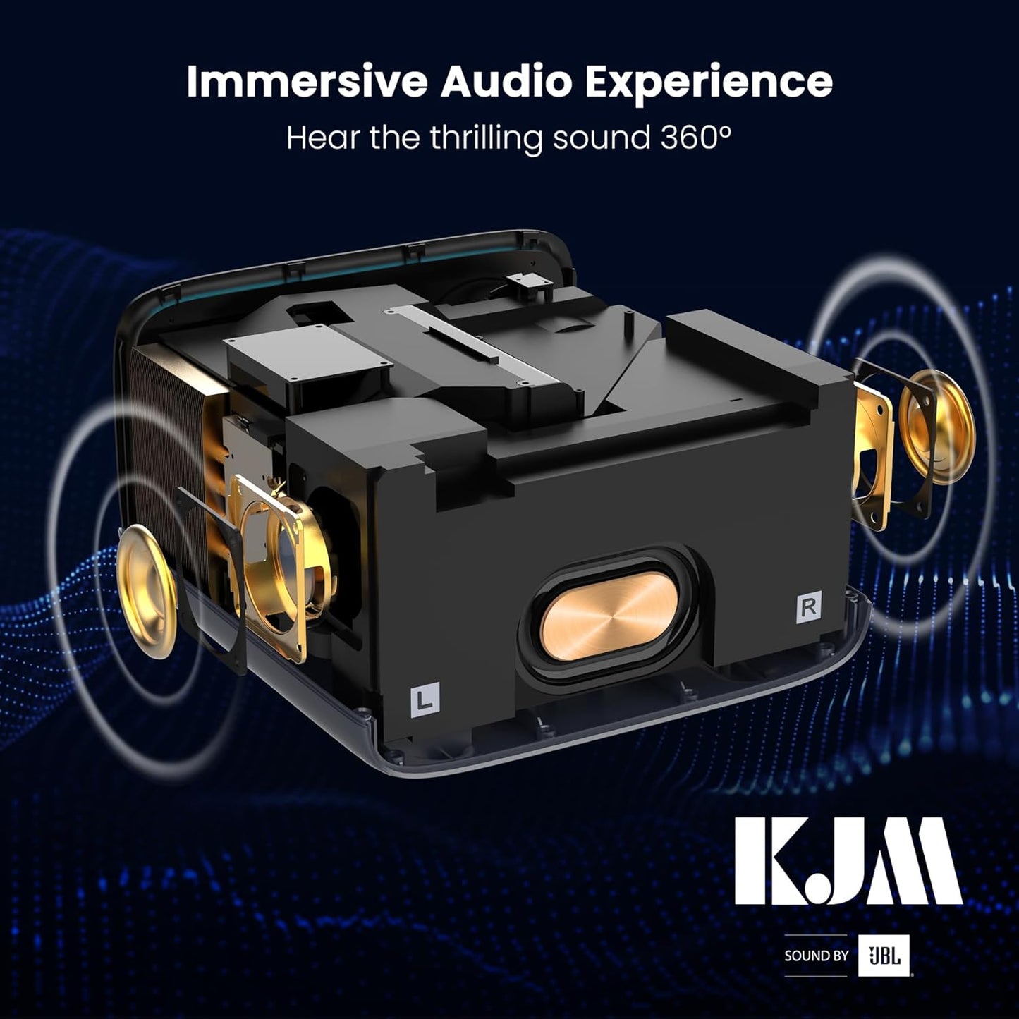 KJM Projector with Netflix Officially-Licensed, 1500 ANSI Wifi Bluetooth Projector 4K Supported, Sound by JBL 24W Speakers, Dolby Audio, Auto Focus & Keystone, HDR10
