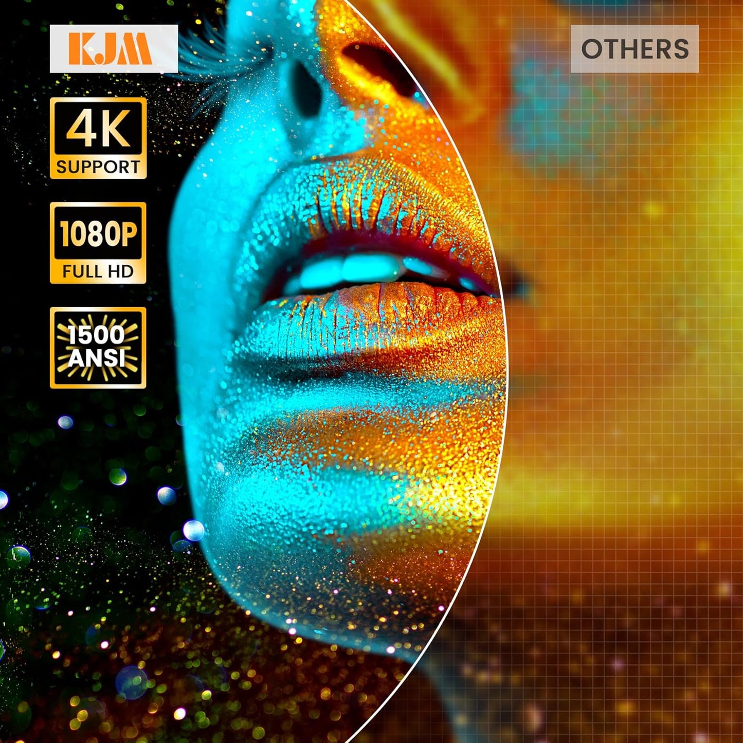 KJM Projector with Netflix Officially-Licensed, 1500 ANSI Wifi Bluetooth Projector 4K Supported, Sound by JBL 24W Speakers, Dolby Audio, Auto Focus & Keystone, HDR10