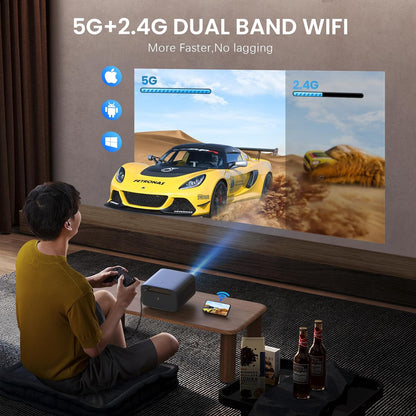 KJM Projector with Netflix Officially-Licensed, 1500 ANSI Wifi Bluetooth Projector 4K Supported, Sound by JBL 24W Speakers, Dolby Audio, Auto Focus & Keystone, HDR10