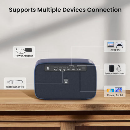 KJM Projector with Netflix Officially-Licensed, 1500 ANSI Wifi Bluetooth Projector 4K Supported, Sound by JBL 24W Speakers, Dolby Audio, Auto Focus & Keystone, HDR10